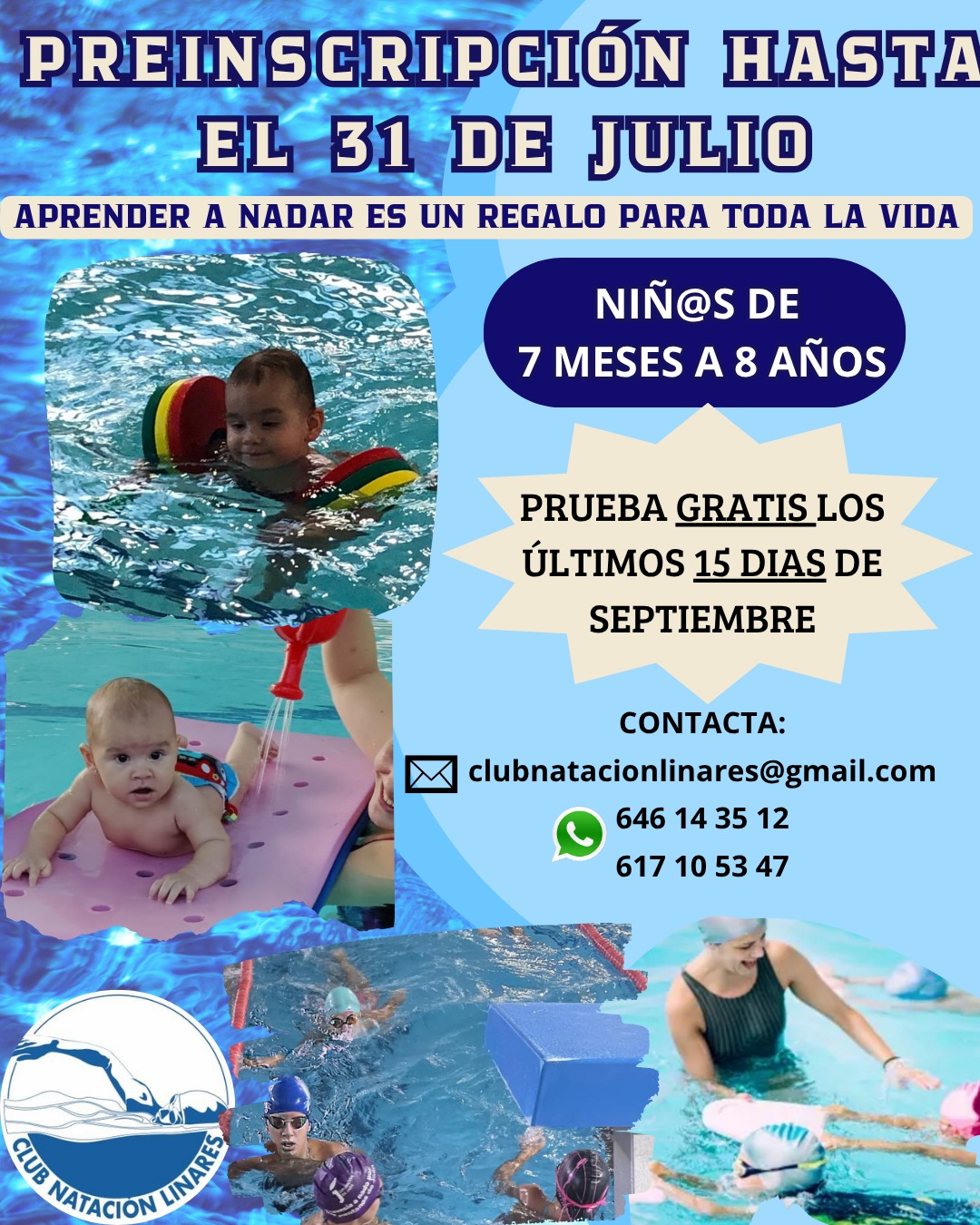 Natación gratis los últimos 15 de Septiembre con el CNLinares